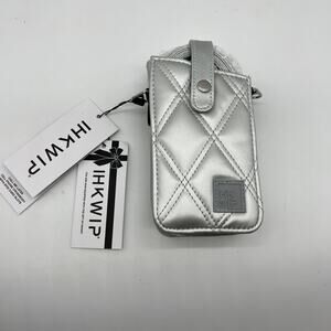 IHKWIP Call-Me-Later Cell Phone Crossbody with RFID Card Slots Metallic Silver